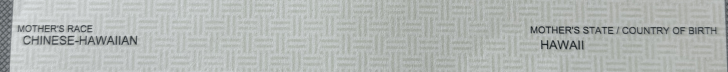 J'ai corrigé l'acte de naissance de mon père pour dire chinois-hawaïen.